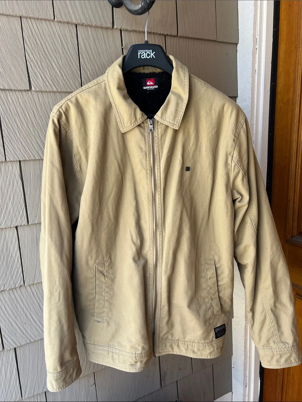 Quicksilver Classic Light tan Jacket - Neutral Tonal Outerwear XL canvas Sherpa
